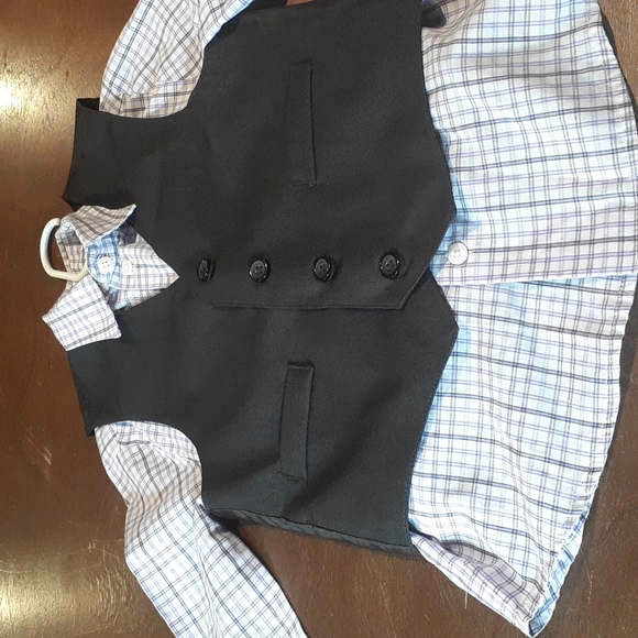 Other - 3 Piece Boys Combo. GREY Vest Black pants and purple and White shirt. SIZE 6